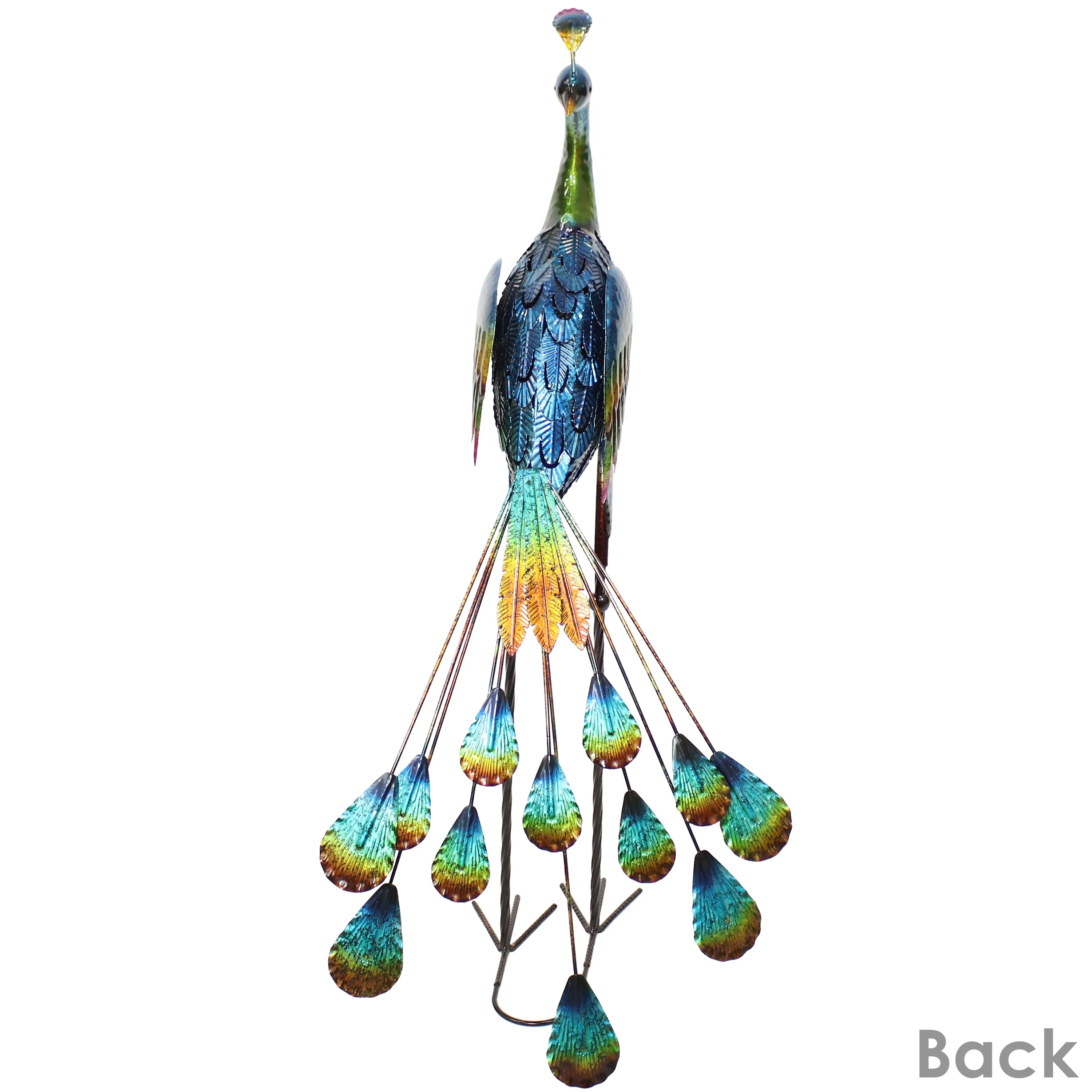 Sunnydaze Metal Peacock Garden Statue - 34" - Set of 2