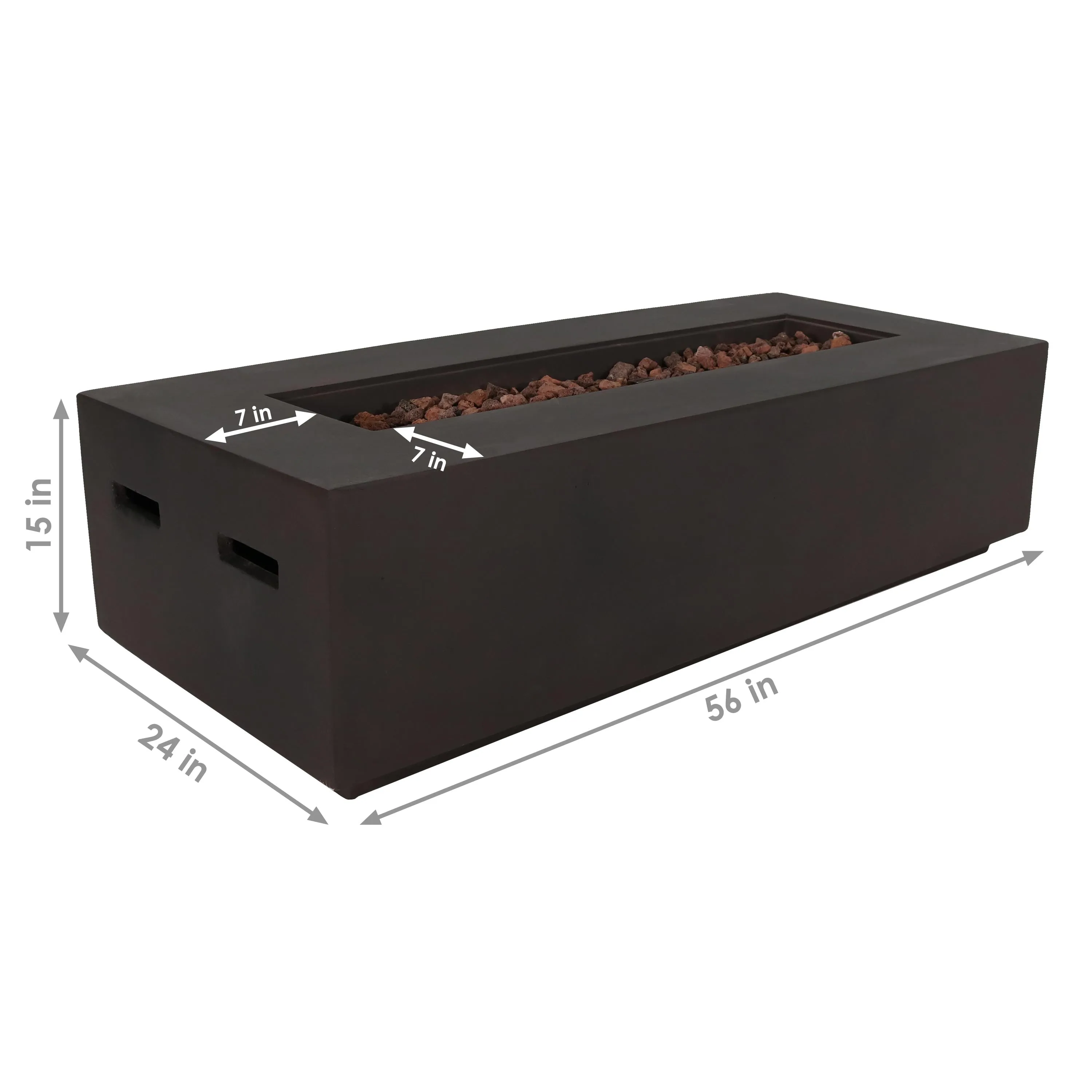 Sunnydaze Rectangular Liquid Propane Gas Fire Pit with Lava Rocks - 56"