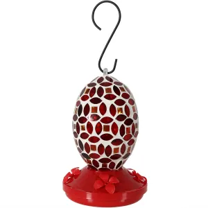 Sunnydaze Red Mosaic Flower Hummingbird Feeder - 7"