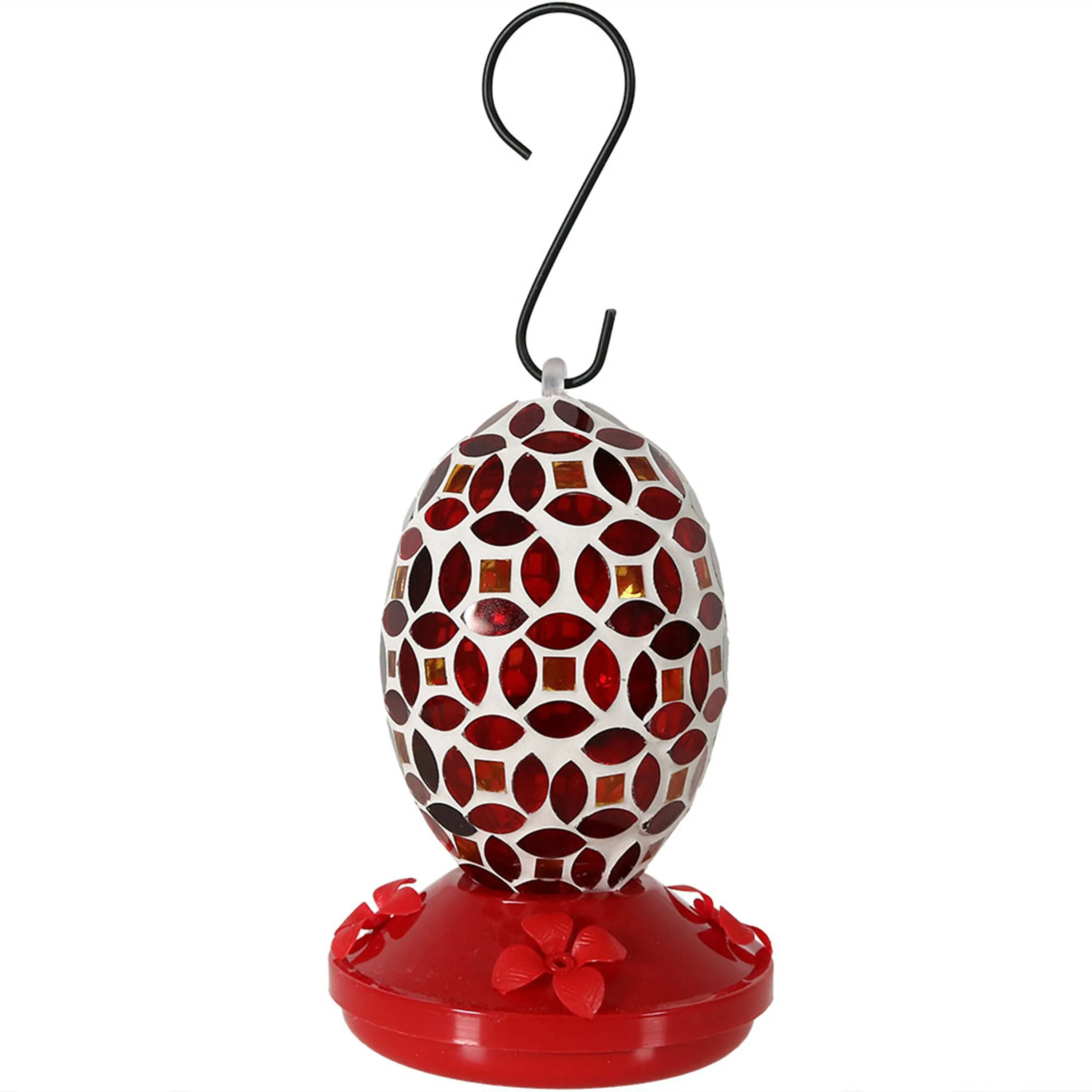Sunnydaze Red Mosaic Flower Hummingbird Feeder - 7"