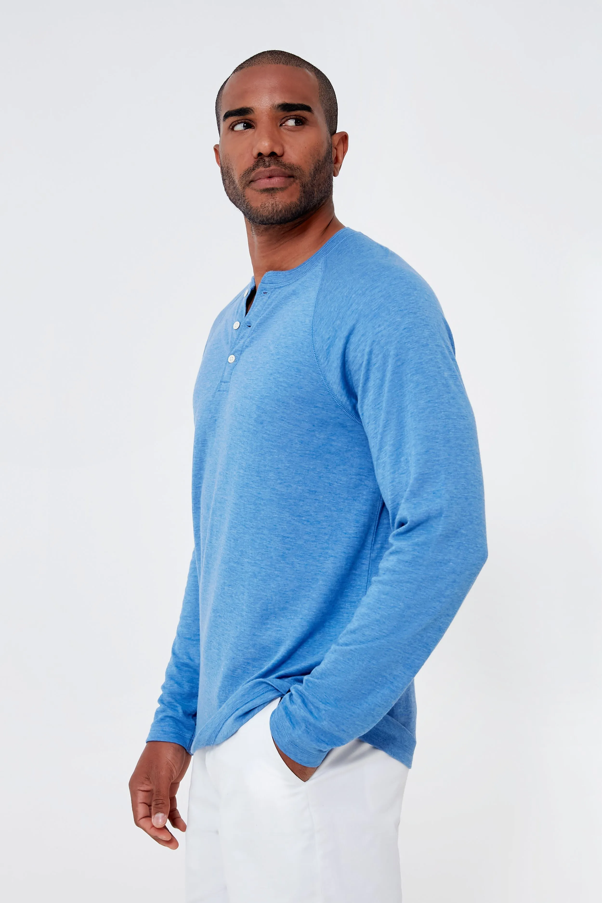 Ultra Marine Heather Cloud Long Sleeve Henley