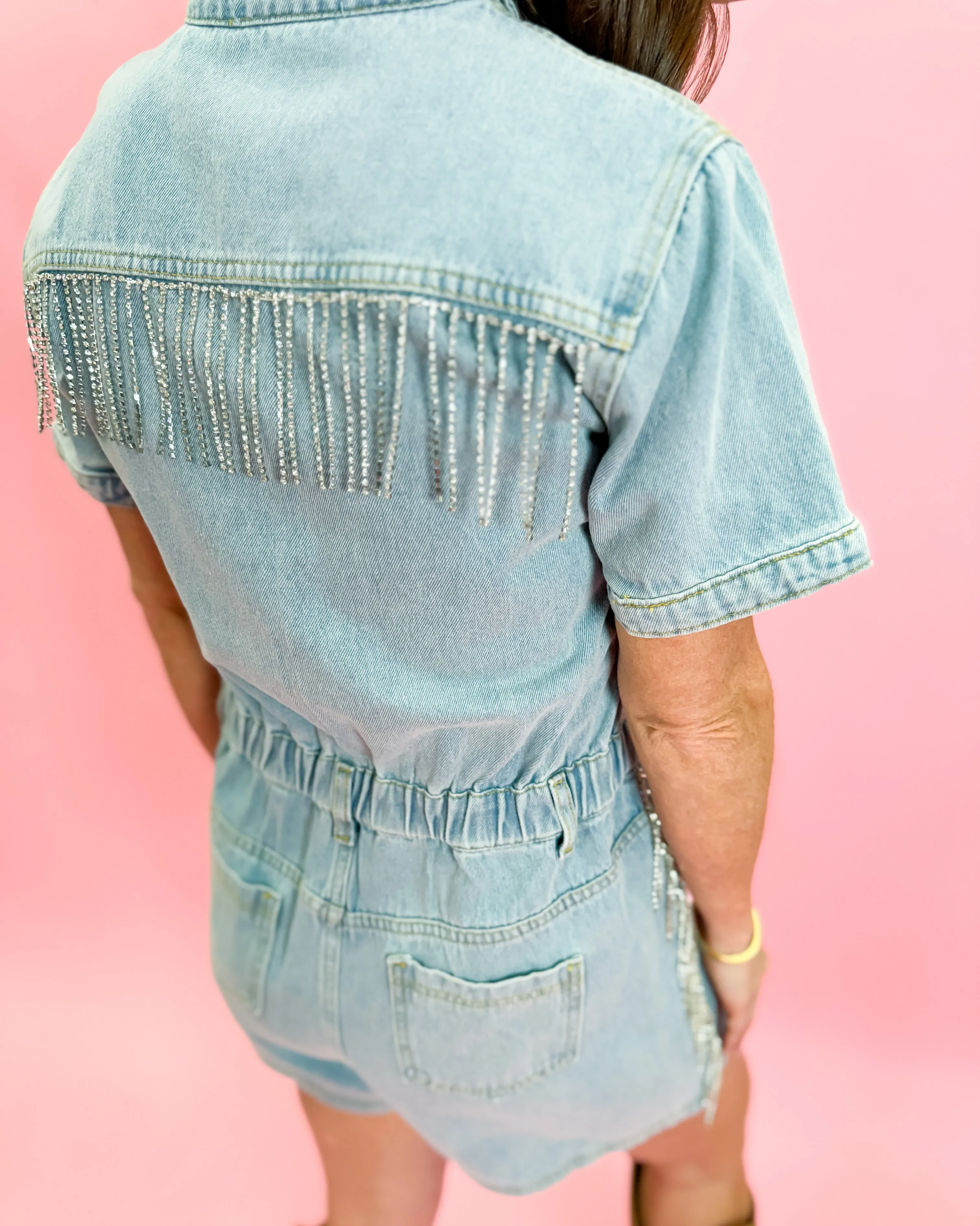 Washed Denim Overall Romper