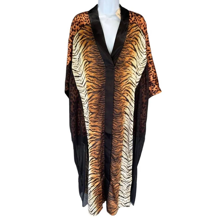 We are HAH Haht Eye of the Tiger Caftan Kimono Robe Size Small New
