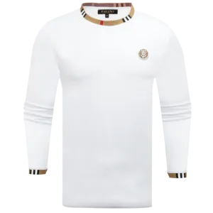 White Men's Long Sleeves t-shirt Crewneck Fashion Style