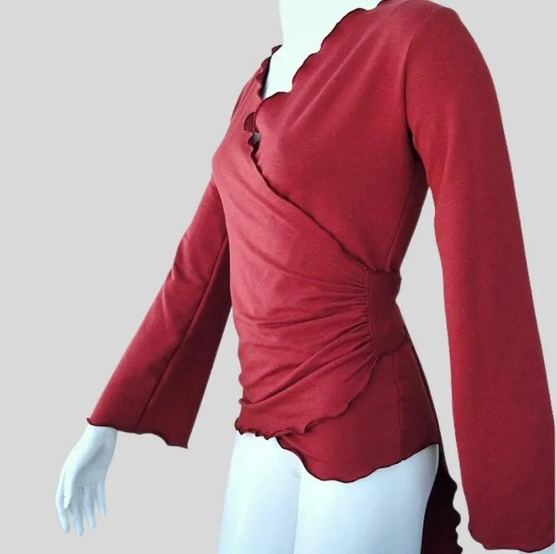 Wrap top with flare sleeves