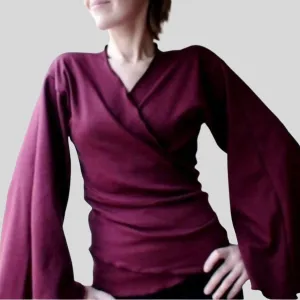 Wrap top with flare sleeves